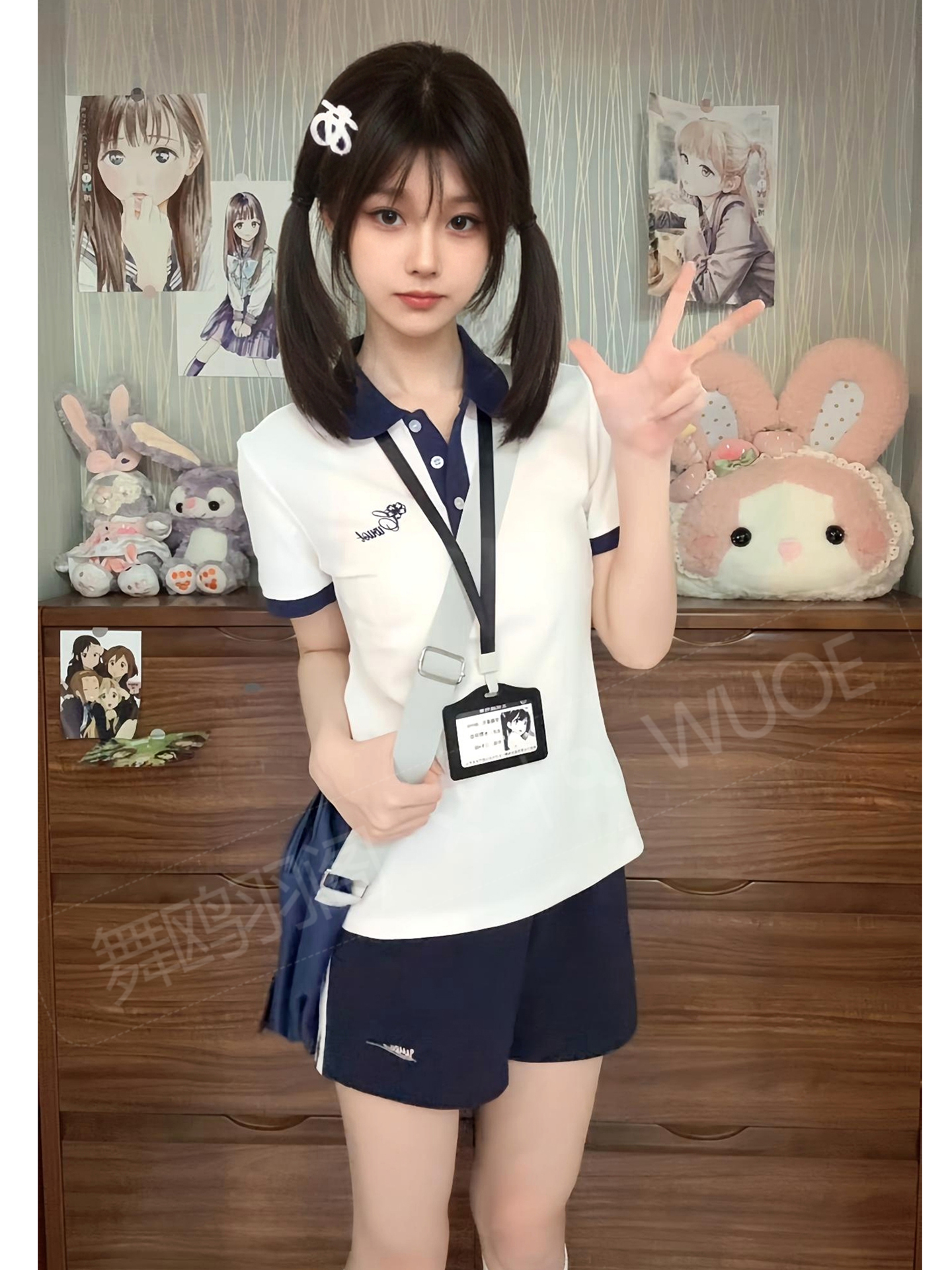 WUOE舞鸥羽阁舞夏未央POLO衫短裤套装模特图